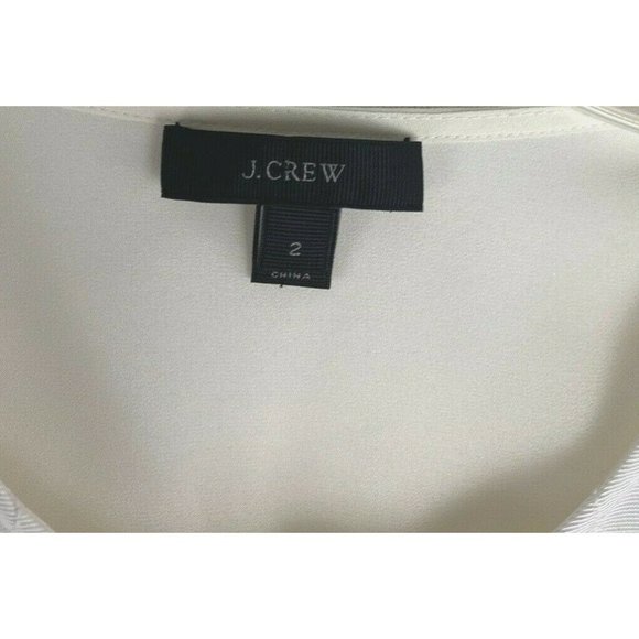 J Crew Sheer Ivory & White Sleeveless Career Blouse Ruffle Front Womens Size 2 - Picture 4 of 7